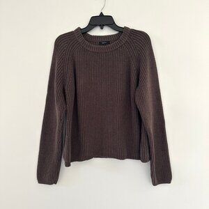 Quince Womens Brown Fisherman Crewneck Sweater Size Large Knit Organic Cotton